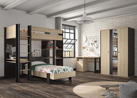 vue ensemble chambre a coucher enfants adolescents urbain duplex 5