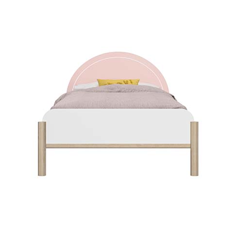 lit enfant fille rose bois blanc tete de lit integree romy 1