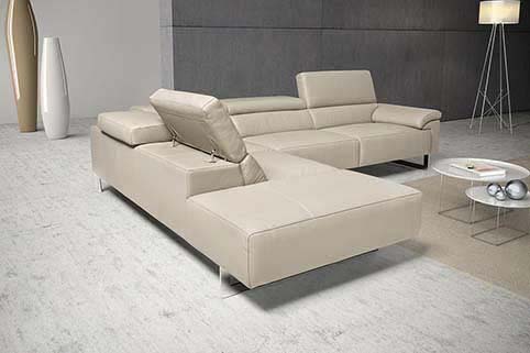 Canape Angle Cuir Moderne Creme 3