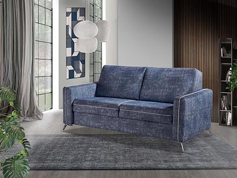 divant canape convertible lit tissu bleu jeans moderne qualite