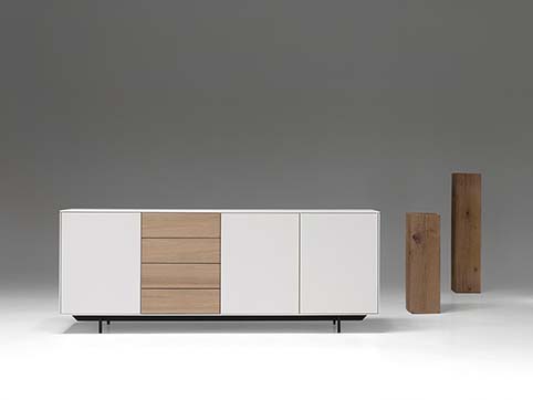 Meuble salon bas design bois blanc