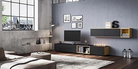 Meuble salon tv design noir