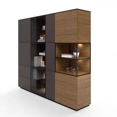 Meuble salon vitrine design bois