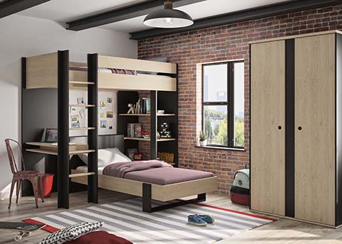 vue ensemble chambre a coucher enfants adolescents urbain duplex 1