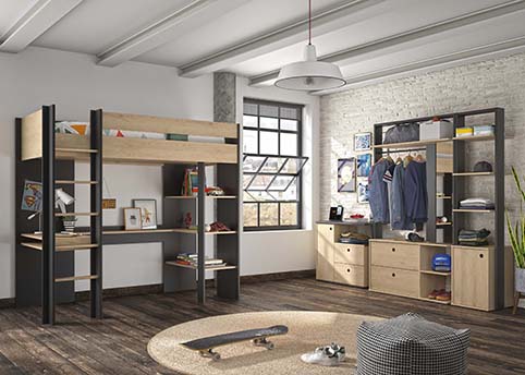 vue ensemble chambre a coucher enfants adolescents urbain duplex 3