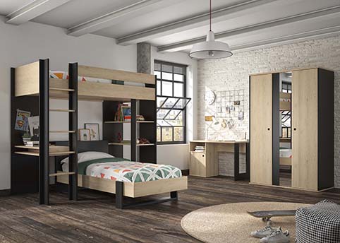 vue ensemble chambre a coucher enfants adolescents urbain duplex 5