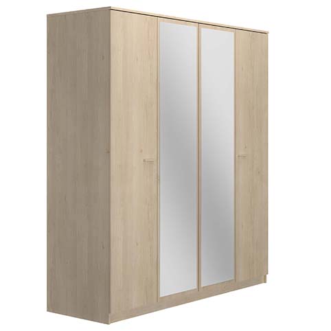 armoire 4 portes rangements dressing penderies miroirs tulle chene 1