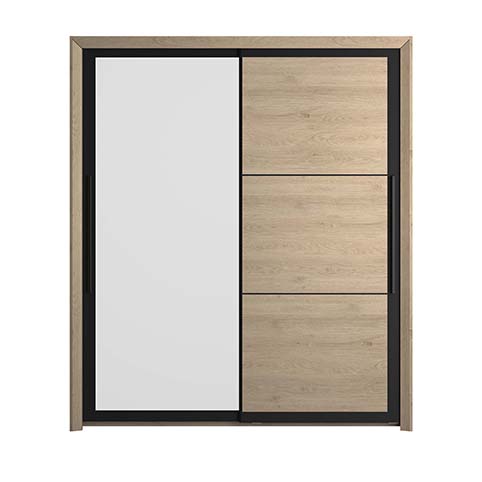 armoire avec penderie miroir 2 portes bois chene clair brugge 1