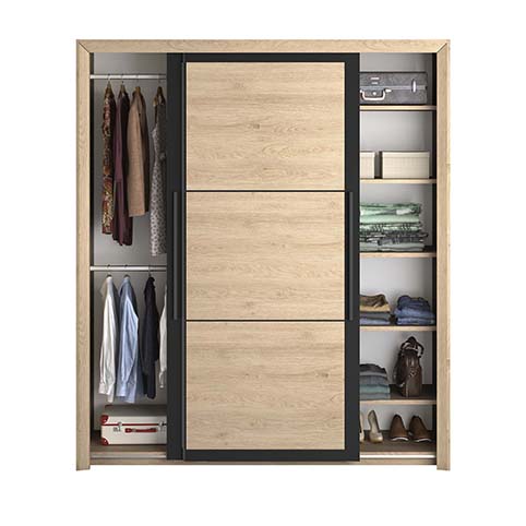 armoire avec penderie miroir 2 portes bois chene clair brugge 2