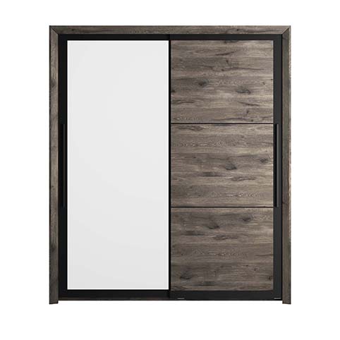 armoire avec penderie miroir 2 portes bois gris fonce brugge 1