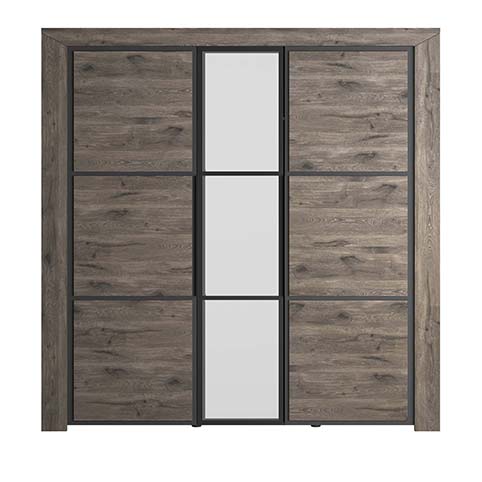 armoire avec penderie miroir bois gris fonce brugge 1