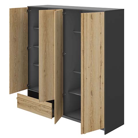 armoire haute miroir noir bois mimizan 1