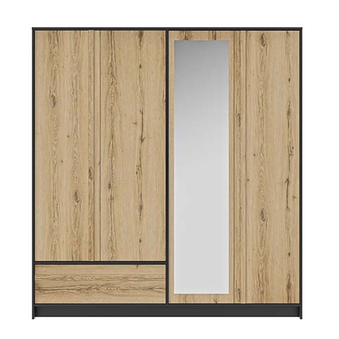 armoire haute miroir noir bois mimizan 3