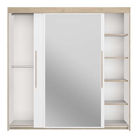 armoire penderie 2 portes coulissantes rangements miroirs blanc bois tulle 2