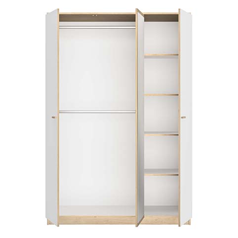 armoire penderie 3 portes miroir rangements blanc bois tulle 2