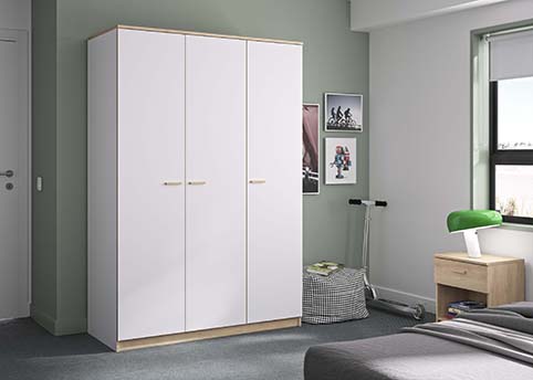 armoire penderie 3 portes rangements blanc bois tulle 3