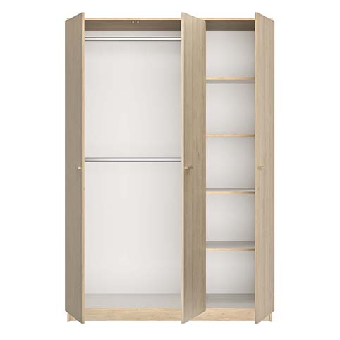 armoire penderie 3 portes rangements bois tulle chene 2