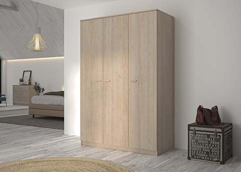 armoire penderie 3 portes rangements bois tulle chene 3