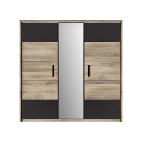 armoire penderie rangements miroir noir bois maximin 1