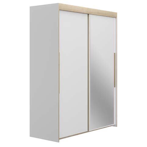 armoire rangement 2 portes coulissantes miroir penderie blanc tulle 1