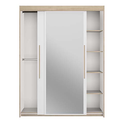 armoire rangement 2 portes coulissantes miroir penderie blanc tulle 2