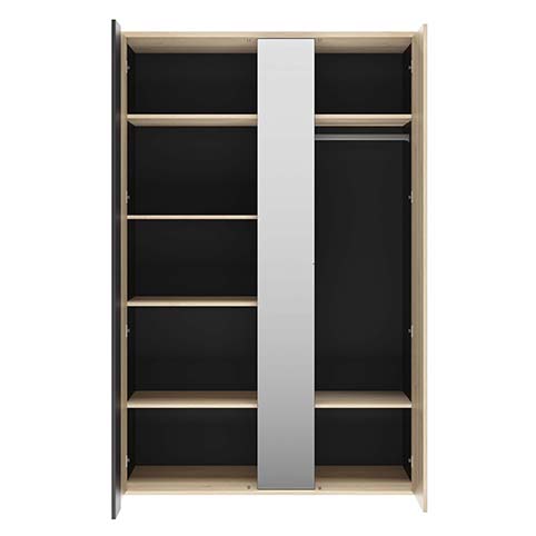 armoire chambre a coucher enfant adolescent rangements penderie dressing tringle miroir noir bois clair duplex 6