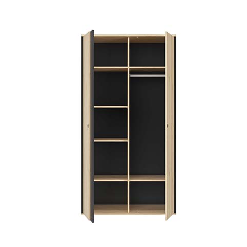 armoire chambre enfant adolescent rangements penderie tringle noire bois clair duplex 3