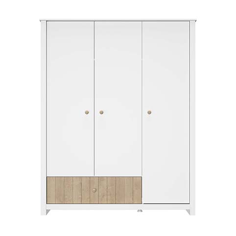 armoire chambre enfant rangements penderie 3 portes tiroir blanc bois charlie 1