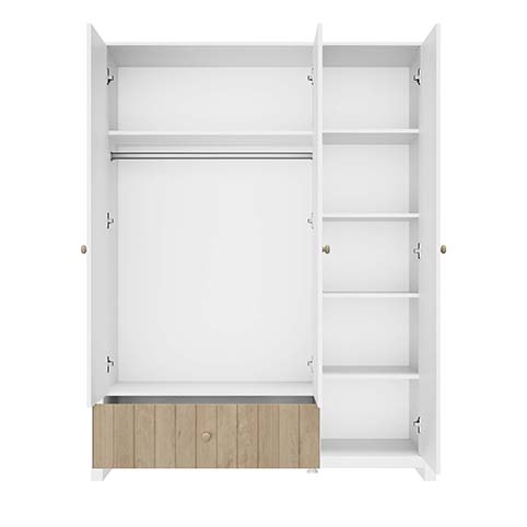 armoire chambre enfant rangements penderie 3 portes tiroir blanc bois charlie 3