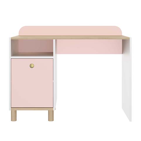 bureau fille rangement bois blanc rose bois romy 2