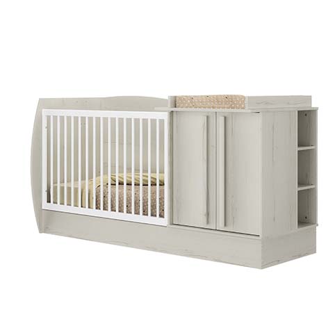 lit bebe barreaux rangements table a langer bois blanc montana 2