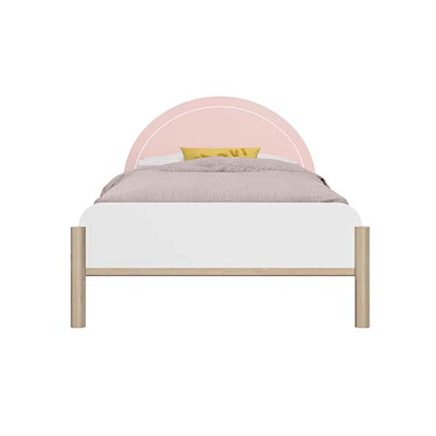 lit enfant fille rose bois blanc tete de lit integree romy 1