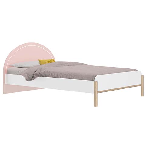 lit enfant fille rose bois blanc tete de lit integree romy 2