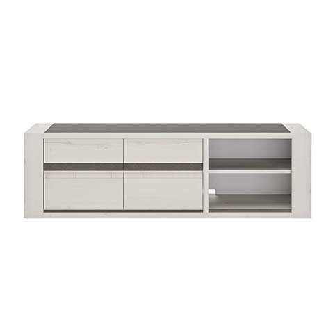 buffet 3 portes support tele bois blanc gris ceruse marceau 1