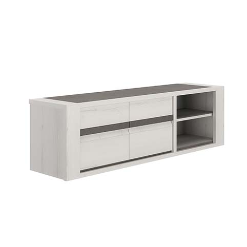 buffet 3 portes support tele bois blanc gris ceruse marceau 2