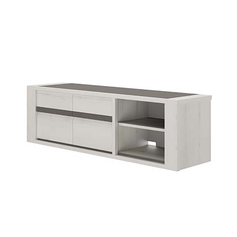 buffet 3 portes support tele bois blanc gris ceruse marceau 3