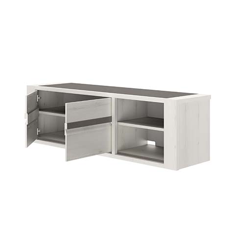 buffet 3 portes support tele bois blanc gris ceruse marceau 4