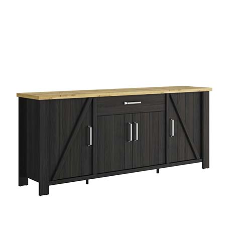 buffet rangement tiroirs placarsd bois noir industriel sequoia 2