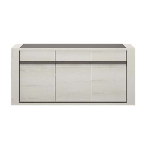 buffet rangements 3 portes bois blanc gris ceruse marceau 1