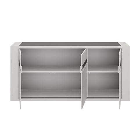 buffet rangements 3 portes bois blanc gris ceruse marceau 2