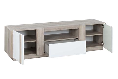 commode support meuble tele rangement placards tiroir bois clair blanc aston 3