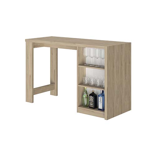 desserte console bar rangement table appoint bar bois clair blanc aston 4