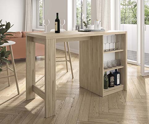 desserte console bar rangement table appoint bar bois clair blanc aston 5