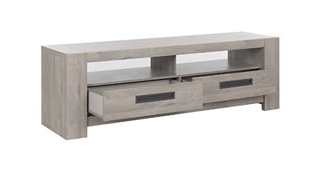 meuble bas tele table basse rangements tiroirs bois gris boston 3