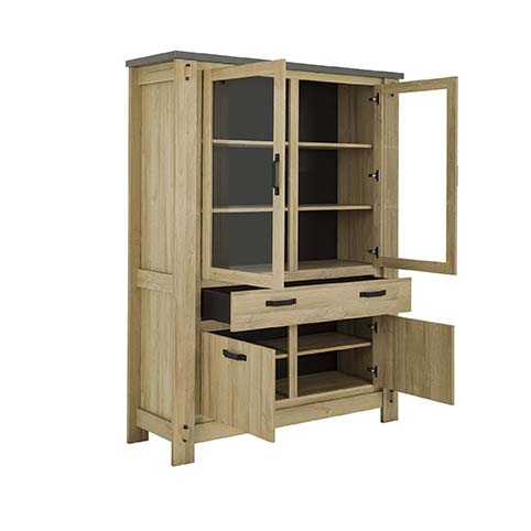 meuble haut buffet tiroirs rangements portes vitres bois broceliande 4