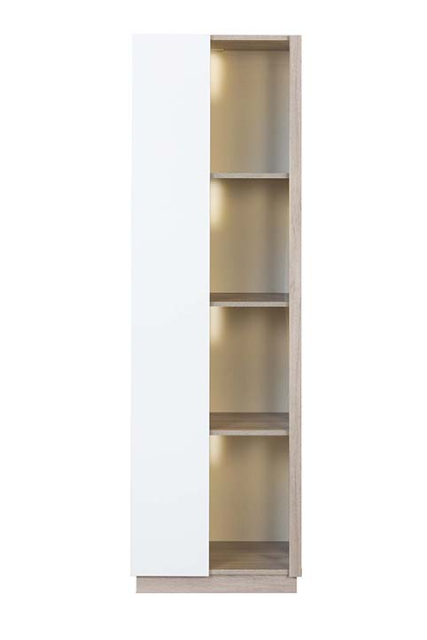 meuble haut vitrine rangement transparent bois blanc aston 6