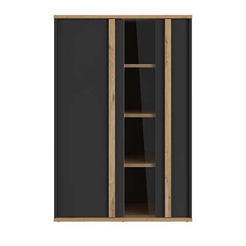 meuble rangement porte vitrine bois noir rafael 1