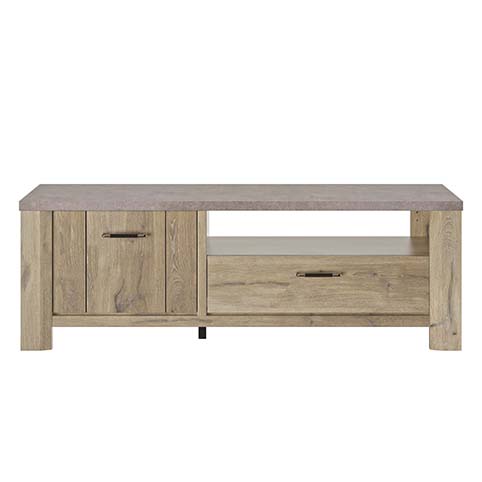 meuble tele rangement porte tiroir bois fonce basalte 1