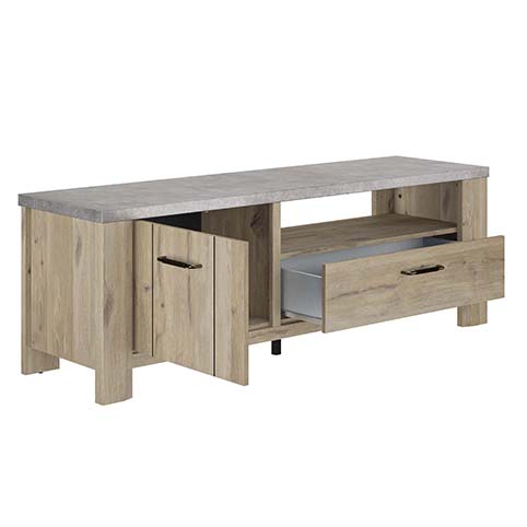 meuble tele rangement porte tiroir bois fonce basalte 3