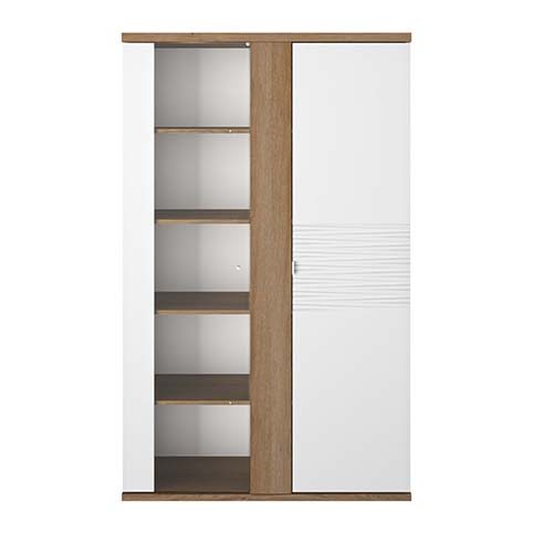 rangement hauteur colonne vitre tablettes portes bois clair blanc otello blanc 1